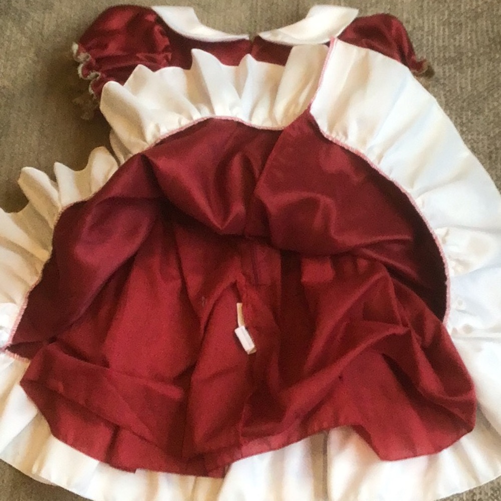 Brick-Red Dressy Girls Dress W/Short Sleeves Ruffles Zipper & Tie Back ~ Sz 4 - Picture 4 of 11
